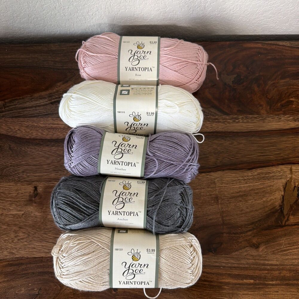 Lot Of 5 Skeins Yarn Bee Yarntopia 100% 4 Oz Acrylic Multiple Colors